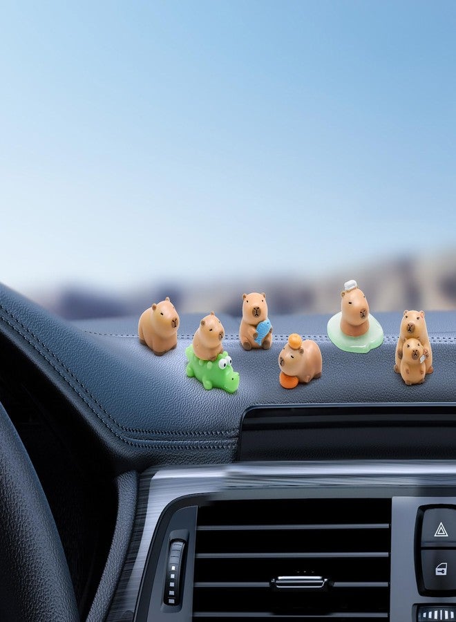 HOMICO Mini Capybara Figurines 8 Pieces Miniature Capybara and Crocodile for Dollhouse Miniatures Mini Resin Animals for Car Dashboard Fairy Garden Capybara Birthday Decorations - Image 4